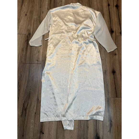 VTG Alexandra Nicole Ivory Satin Beaded Robe Embroidered Front Sheer Sleeves Sma - Picture 5 of 5